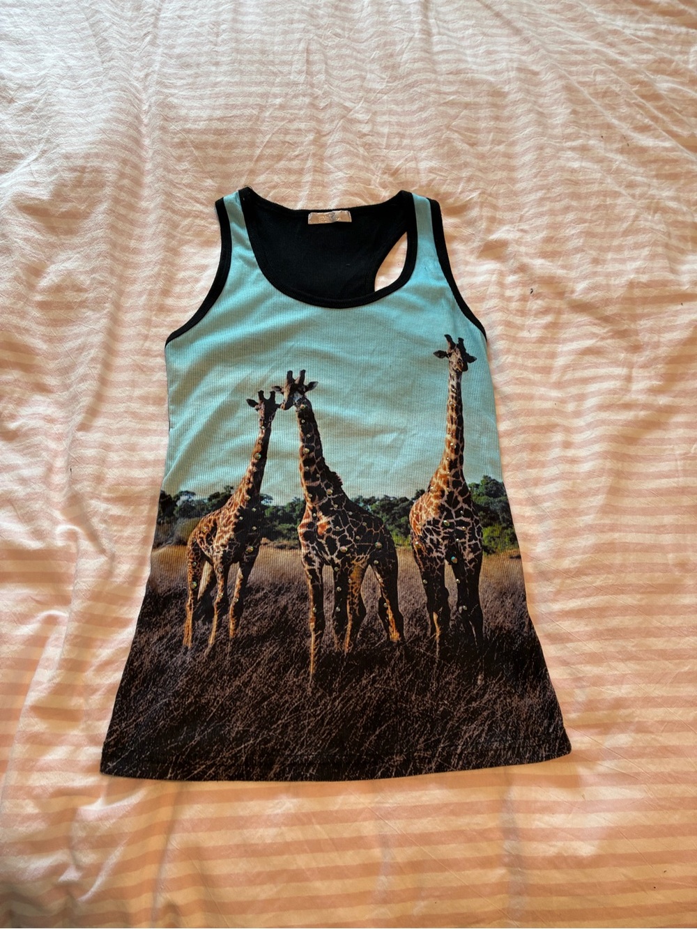 Women’s Blue Giraffe Graphic Tank Top